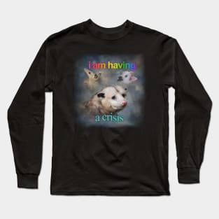 I am having a crisis possum word art Long Sleeve T-Shirt